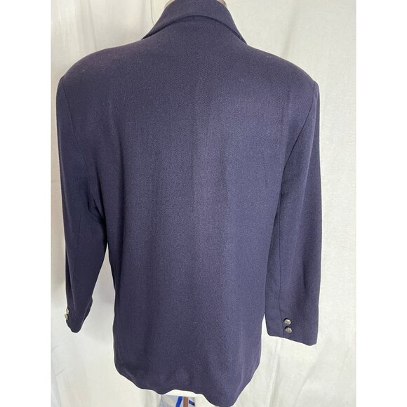 Dumas petite double breast Blazer 12 P Wool USA Corp Core Goth Office - Picture 4 of 16